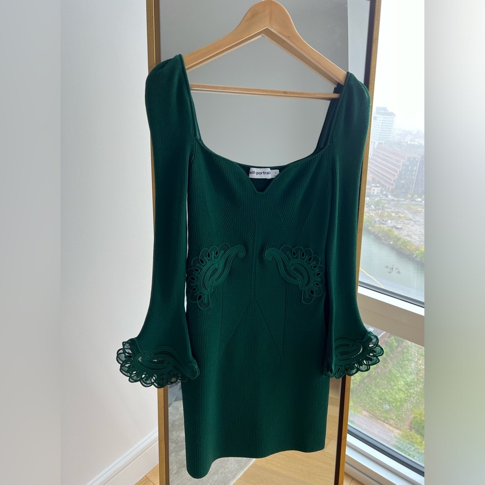 Green Self Portrait Mini Dress